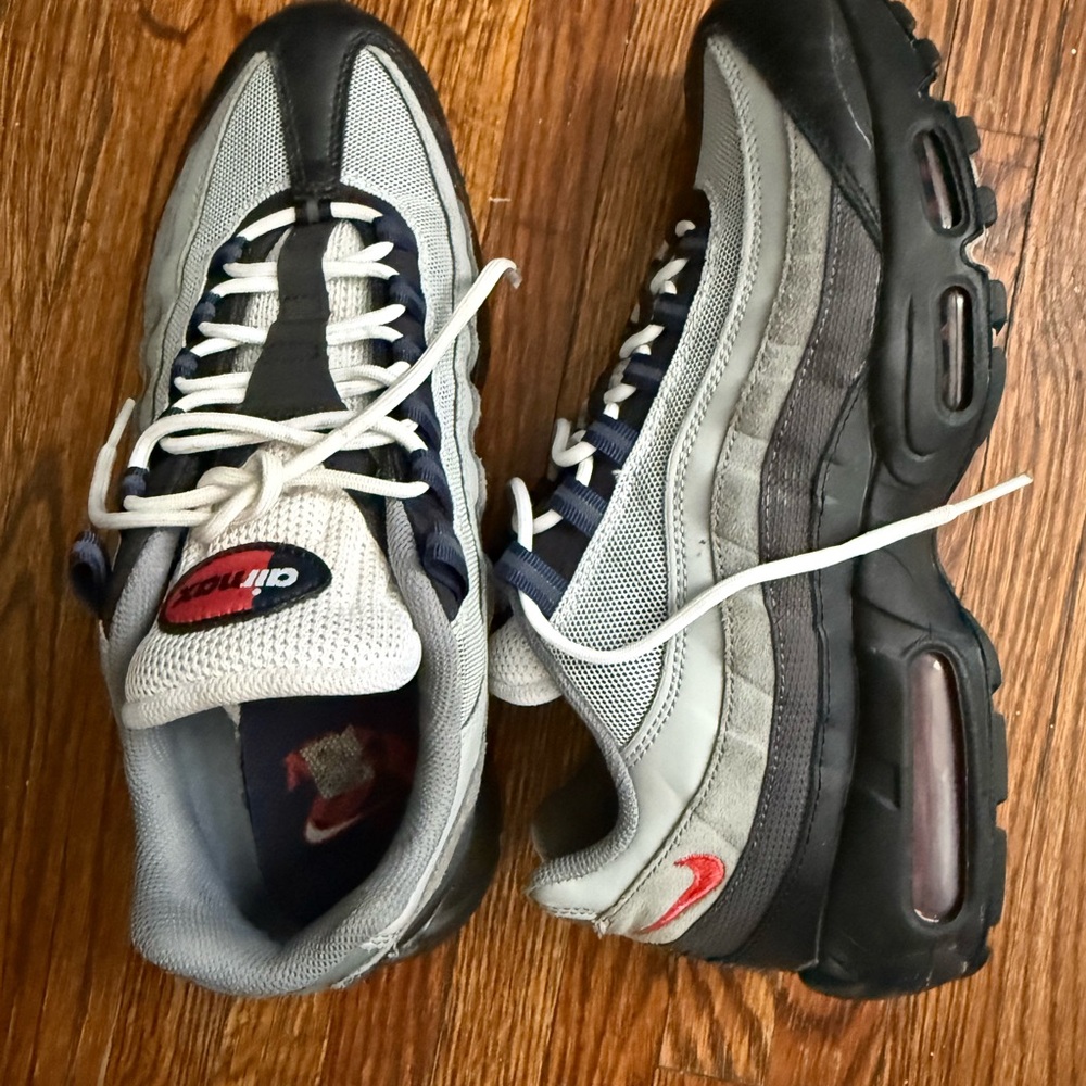 Nike Men’s Sneakers in Gray, Black and Red Accent